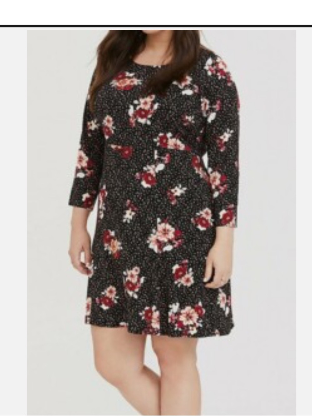 torrid Black Floral Long-Sleeve A-Line Dress